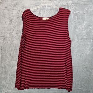 Women's Linden Hill top 2XL sleeveless tank red black stretch slinky